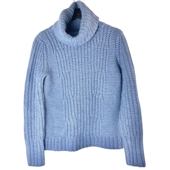 ❄️Banana Republic - Mixed Stitch Turtleneck Sweater in Blue Size S - Picture 2 of 5